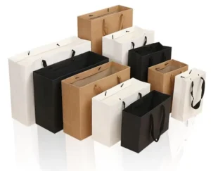 White Kraft Paper Deli Bag with Custom Printed Logo for Grocery Packaging