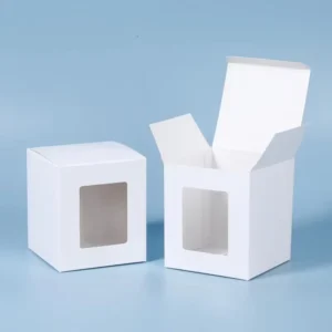 White Kraft Rectangle Window Box, Paperboard Packaging for Gifts and Candies, Stamping Printing