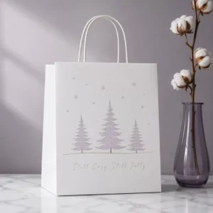 White Kraft Recycled Christmas-Themed Paper Bags