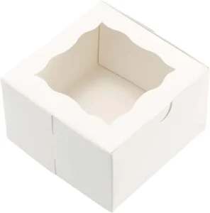 Witte mini cakeboxen met venster, 4x4x2.5 individuele donut- en bakkerijafhaalcontainers