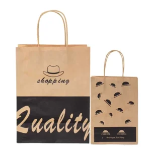 White Paper Lunch Bags and Kraft Paper Bags with Handles for Takeaway or Shopping Biodegradable Custom Printing Factory