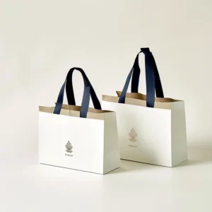 Custom Printed White Paper Gift Shopping Bags
