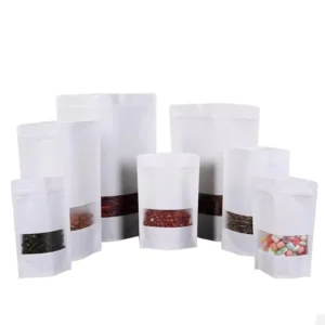 White Paper Zipper Pouch with Frosted Window