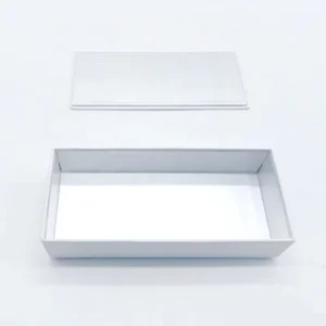 White Rigid Paper Box with Separate Lid and Smooth Interior for Cosmetic and Jewelry Gift Packaging