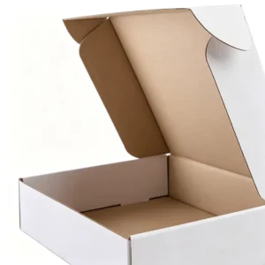 White Surface Brown Interior Corrugated Shipping Boxes, Lightweight Foldable Mailer Box for Online Retail Merchandise Packaging