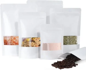 White Transparent Window Paper Bag Zippers Three Dimensional Design Food Grade PET Opp Bag Nuts Candies Cereals Other Snacks