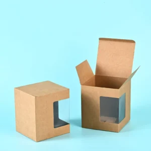 Window Kraft Paper Boxes for Mugs, Folding Gift Packaging Boxes