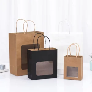 Window Opening Handbag Window Gift Bag Wedding Holiday Paper Bag Transparent Manufacturer Kraft Paper Custom Accept