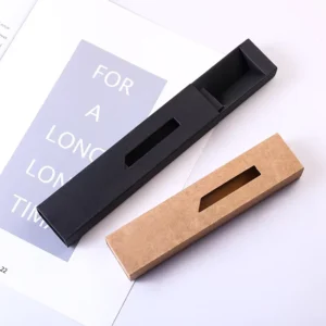 Window Paper Box Black Hole Pen Box Printed Logo Full Paper Stationery Packaging Gift Box