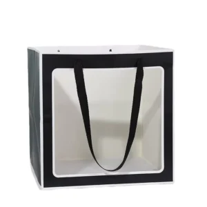 Window Portable Kraft Gift Paper Bag Custom Logo Paper Bag With Window