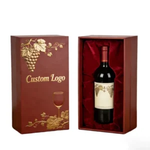 Wine Bottle Gift Box with Gold Stamping, Recyclable Art Paperboard and EVA Insert