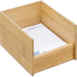 Wooden DIN A4 Document Tray Office Desk Letter Tray Bamboo Look 25 x 33 cm Natural Pack of 1