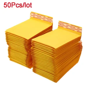 Yellow Brown Poly Bubble Mailer Bags Wear-Resistant Foam-Lined Express Envelopes