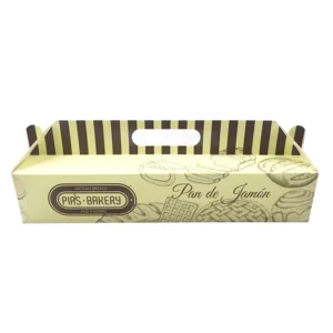 Yellow Custom Printed Food Grade Paper Bakery Bread Box with Handles