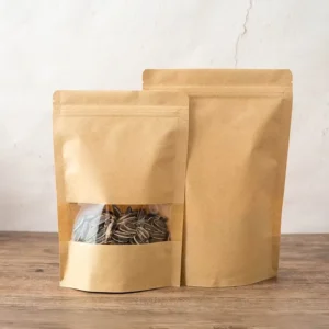 Zipper Self sealing Bag Kraft Paper Window Standing Gift Tea Nut Bag Dry Food Packaging Sealed Window Paper Bag