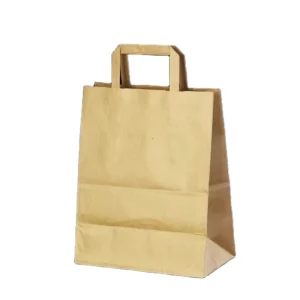 plain price food grade takeaway brown kraft paper handle shopping bag
